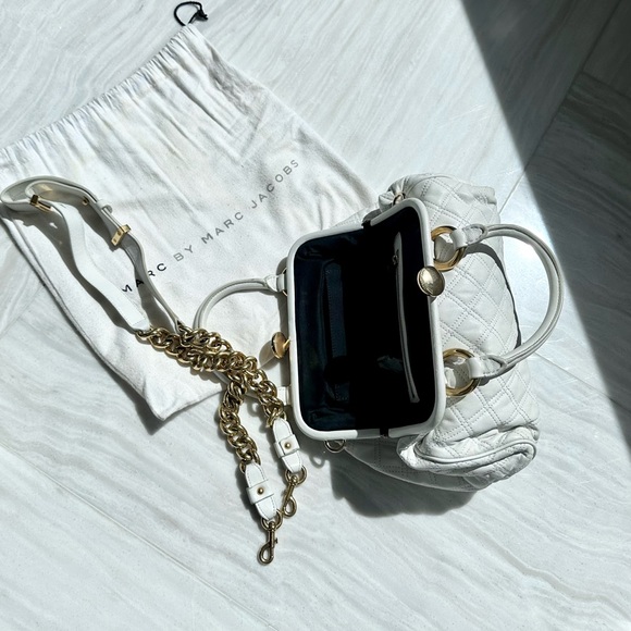 WHITE Quilted Leather Marc Jacobs Stam Bag with chain strap - Picture 5 of 16